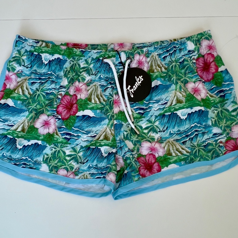 Franks Tropical Floral Swim Shorts - Blue & Pink